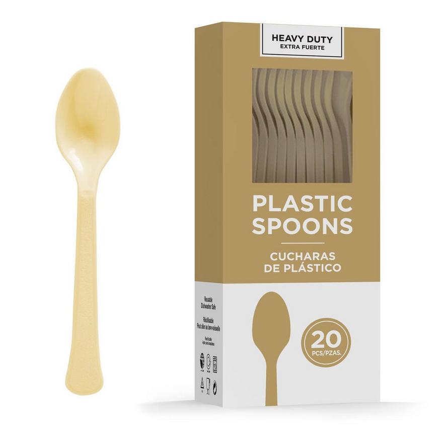 Gold Heavy-Duty Plastic Spoons, 20ct